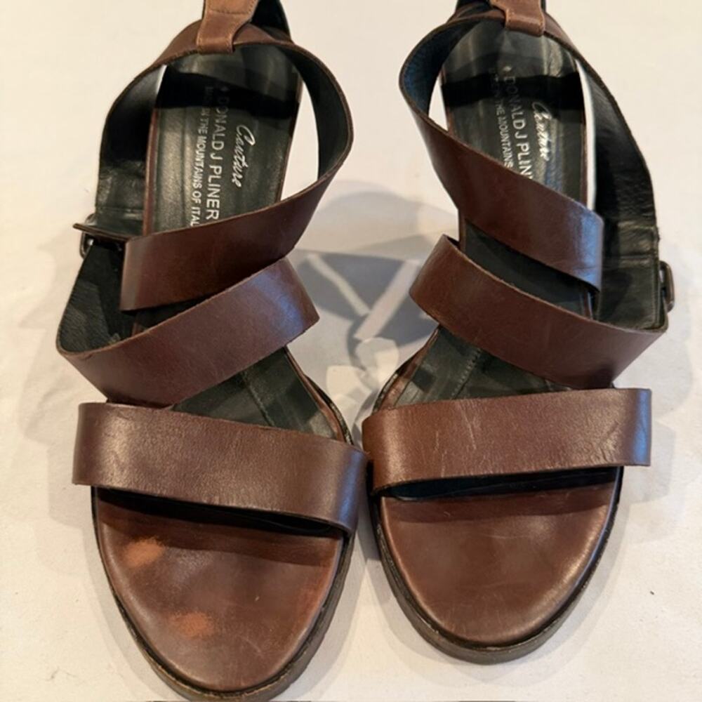 Donald J Pliner Couture Brown Leather Strappy Heels Italy Size 7.5